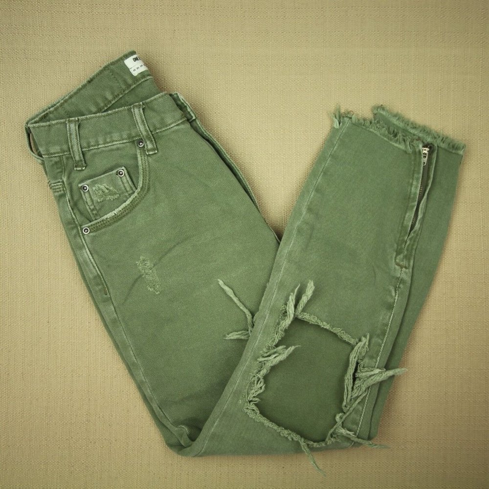 One Teaspoon High Waist Freebird Skinny Jeans Women's Sz 26 Distressed Ankle Zip